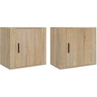 Berkfield Home Wall-mounted Bedside Cabinets 2 pcs Sonoma Oak 50x30x47 cm in Light Brown | Size: 50 x 30 x 47 cm