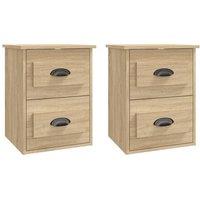 Berkfield Home Wall-mounted Bedside Cabinets 2 pcs Sonoma Oak 41.5x36x53cm in Light Oak | Size: 41.5x36x53 cm