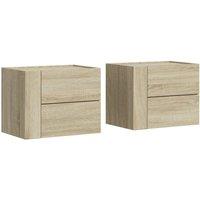 Berkfield Home Wall-mounted Bedside Cabinets 2 pcs Sonoma Oak 45x30x35 cm in Light Oak | Size: 45 x 30 x 35 cm