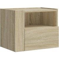 Berkfield Home Wall-mounted Bedside Cabinet Sonoma Oak 45x30x35 cm in Tan | Size: 45 x 30 x 35 cm