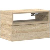 Berkfield Home Wall-mounted Bedside Cabinet Sonoma Oak 45x26x28.5 cm in Light Tan