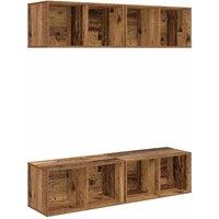 Berkfield Home Wall TV Cabinet 4 pcs Old wood 37 x 37 x 72 cm Engineered wood in Brown