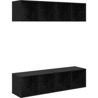 Berkfield Home Wall TV Cabinet 4 pcs Black oak 37 x 37 x 72 cm Engineered wood