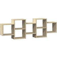 Berkfield Home Wall Shelf Sonoma Oak 129x18x42 cm Engineered Wood in Light Tan | Size: 129 x 18 x 42 cm