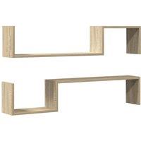 Berkfield Home Wall Shelf 2 pcs Sonoma Oak 100x15x20 cm Engineered Wood in Light Oak | Size: 100 x 15 x 20 cm