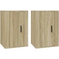 Berkfield Home Wall Mounted TV Cabinets 2 pcs Sonoma Oak 40x34.5x60 cm in Light Tan