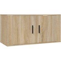 Berkfield Home Wall Mounted TV Cabinet Sonoma Oak 80x34.5x40 cm in Light Tan