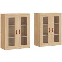 Berkfield Home Wall Mounted Cabinets 2 pcs Sonoma Oak Engineered Wood in Light Oak
