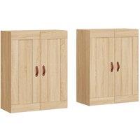 Berkfield Home Wall Mounted Cabinets 2 pcs Sonoma Oak Engineered Wood in Light Tan