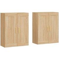 Berkfield Home Wall Mounted Cabinets 2 pcs Sonoma Oak Engineered Wood in Light Tan