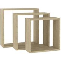 Berkfield Home Wall Cube Shelves 3 pcs Sonoma Oak in Light Brown