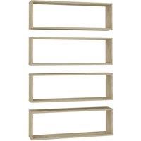 Berkfield Home Wall Cube Shelf 4 pcs Sonoma Oak 80x15x26.5 cm Engineered Wood in Light Brown