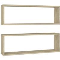 Berkfield Home Wall Cube Shelf 2 pcs Sonoma Oak 80x15x26.5 cm Engineered Wood in Light Tan