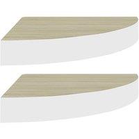 Berkfield Home Wall Corner Shelves 2 pcs Oak & White 25x25x3.8 cm MDF