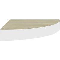 Berkfield Home Wall Corner Shelf Oak & White 35x35x3.8 cm MDF in Light Brown