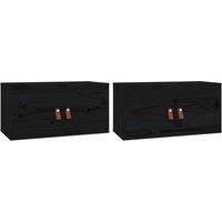 Berkfield Home Wall Cabinets 2 pcs Black 60x30x30 cm Solid Wood Pine | Size: 60 x 30 x 30 cm