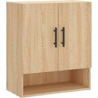 Berkfield Home Wall Cabinet Sonoma Oak 60x31x70 cm Engineered Wood in Light Tan | Size: 60 x 31 x 70 cm