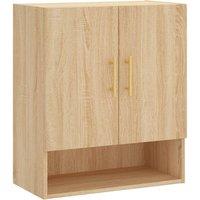 Berkfield Home Wall Cabinet Sonoma Oak 60x31x70 cm Engineered Wood in Light Tan | Size: 60 x 31 x 70 cm