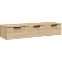 Berkfield Home Wall Cabinet Sonoma Oak 102x30x20 cm Engineered Wood in Light Tan | Size: 102 x 30 x 20 cm