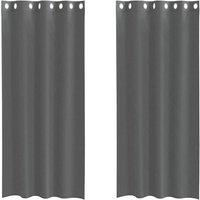 Berkfield Home Voile Curtains with Grommets 2 pcs Dark Grey 140x245 cm