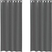 Berkfield Home Voile Curtains with Grommets 2 pcs Dark Grey 140x225 cm