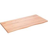 Berkfield Home Table Top Light Brown 100x50x2 cm Treated Solid Wood Oak | Size: 100 x 50 x 2 cm