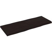 Berkfield Home Table Top Dark Grey 140x50x(2-4) cm Treated Solid Wood Live Edge in Dark Brown