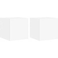 Berkfield Home TV Wall Cabinets with LED Lights 2 pcs White 30.5x35x30 cm