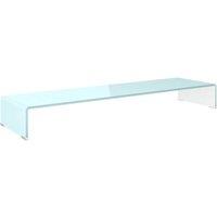 Berkfield Home TV Stand/Monitor Riser Glass Green 110x30x13 cm in Aqua | Size: 110 x 30 x 13 cm