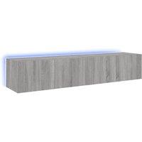 Berkfield Home TV Wall Cabinets with LED Lights 2 pcs Grey Sonoma 80x35x31 cm | Size: 80 x 35 x 31 cm