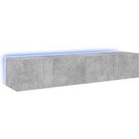 Berkfield Home TV Wall Cabinets with LED Lights 2 pcs Concrete Grey 80x35x31 cm | Size: 80 x 35 x 31 cm