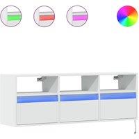 Berkfield Home TV Wall Cabinet with LED Lights White 130x31x45 cm | Size: 130 x 31 x 45 cm