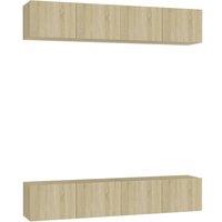 Berkfield Home TV Cabinets 4 pcs Sonoma Oak 80x30x30 cm Engineered Wood in Light Tan | Size: 80 x 30 x 30 cm