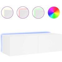 Berkfield Home TV Wall Cabinet with LED Lights White 100x35x31 cm | Size: 100 x 35 x 31 cm