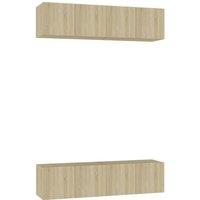 Berkfield Home TV Cabinets 4 pcs Sonoma Oak 60x30x30 cm Engineered Wood in Light Oak | Size: 60 x 30 x 30 cm