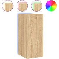 Berkfield Home TV Wall Cabinet with LED Lights Sonoma Oak 30.5x35x70 cm in Brown