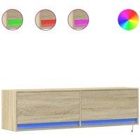 Berkfield Home TV Wall Cabinet with LED Lights Sonoma Oak 140x31x38 cm in Tan | Size: 140 x 31 x 38 cm