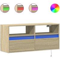 Berkfield Home TV Wall Cabinet with LED Lights Sonoma Oak 100x31x45 cm in Brown | Size: 100 x 31 x 45 cm