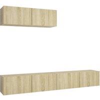 Berkfield Home TV Cabinets 3 pcs Sonoma Oak Engineered Wood in Light Tan