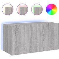 Berkfield Home TV Wall Cabinet with LED Lights Grey Sonoma 80x35x41 cm | Size: 80 x 35 x 41 cm