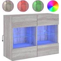 Berkfield Home TV Wall Cabinet with LED Lights Grey Sonoma 78.5x30x60.5 cm