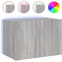 Berkfield Home TV Wall Cabinet with LED Lights Grey Sonoma 60x35x41 cm | Size: 60 x 35 x 41 cm