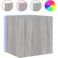 Berkfield Home TV Wall Cabinet with LED Lights Grey Sonoma 40.5x35x40 cm