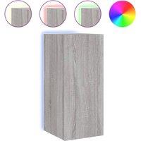 Berkfield Home TV Wall Cabinet with LED Lights Grey Sonoma 30.5x35x70 cm