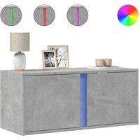 Berkfield Home TV Wall Cabinet with LED Lights Concrete Grey 80x31x35 cm | Size: 80 x 31 x 35 cm