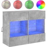 Berkfield Home TV Wall Cabinet with LED Lights Concrete Grey 78.5x30x60.5 cm