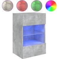 Berkfield Home TV Wall Cabinet with LED Lights Concrete Grey 40x30x60.5 cm