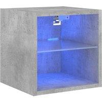 Berkfield Home TV Wall Cabinet with LED Lights Concrete Grey 30x28.5x30 cm
