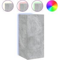 Berkfield Home TV Wall Cabinet with LED Lights Concrete Grey 30.5x35x70 cm