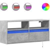Berkfield Home TV Wall Cabinet with LED Lights Concrete Grey 100x31x45 cm | Size: 100 x 31 x 45 cm